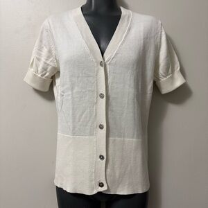 Reiss Cream Short Sleeve Cardigan Medium